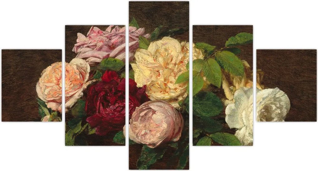 Obraz - Henri Fantin-Latour, Roses de Nice on a Table, reprodukcje (125x70 cm)
