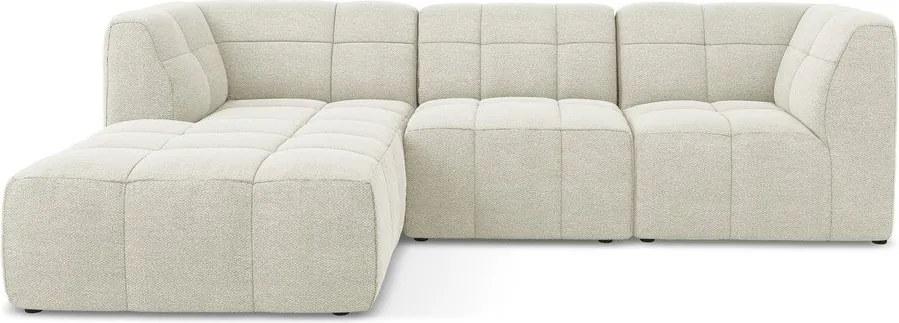 Beżowy narożnik z materiału bouclé (lewostronny/z szezlongiem) Aloha – Makamii