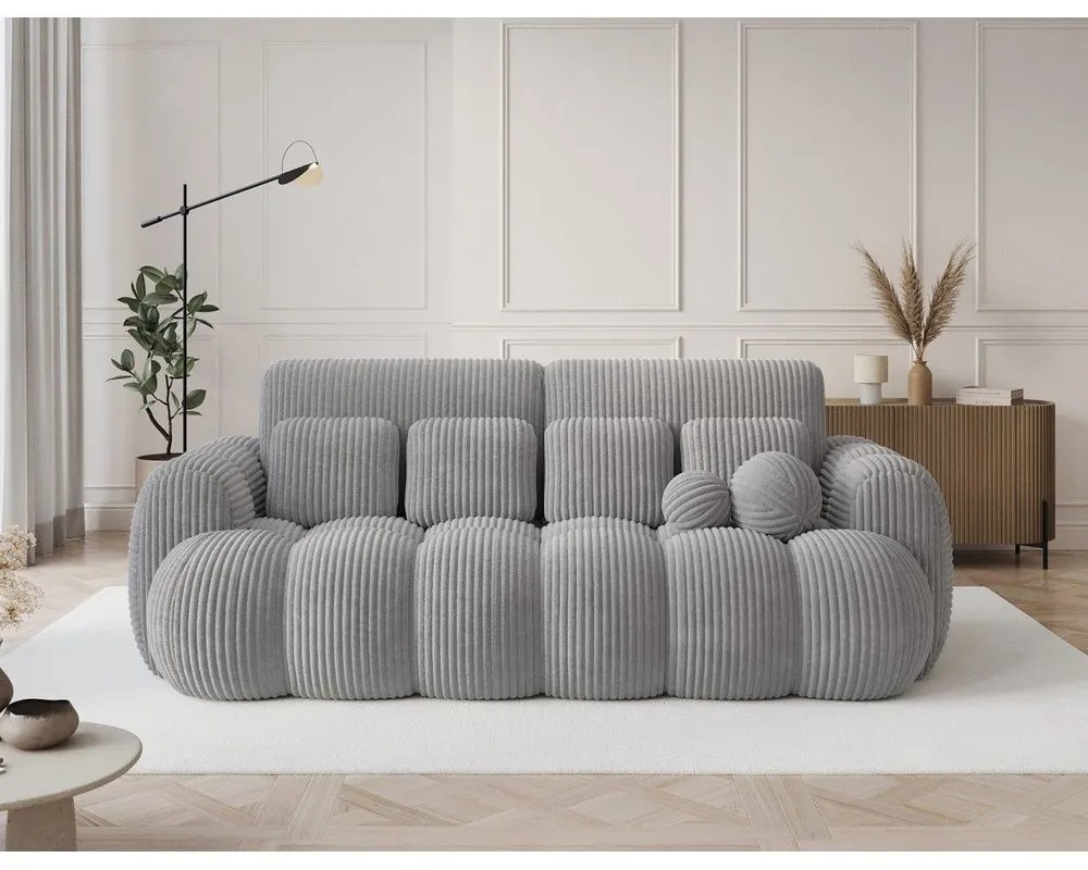 Szara sztruksowa rozkładana sofa 256 cm Cotonn – ELTAP