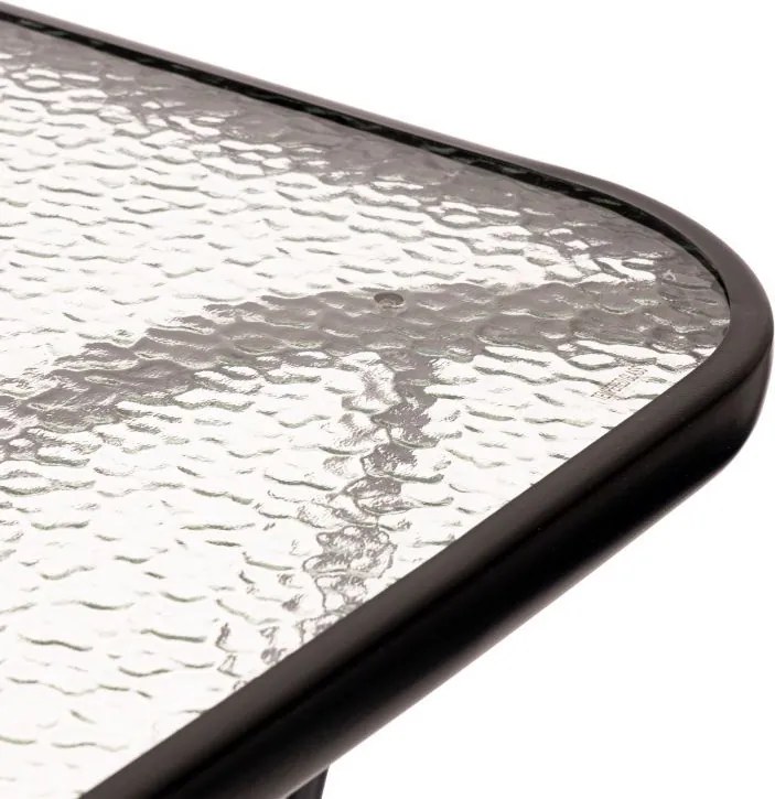 Stół ogrodowy 140x80 cm z otworem na parasol Tulum 094, czarny