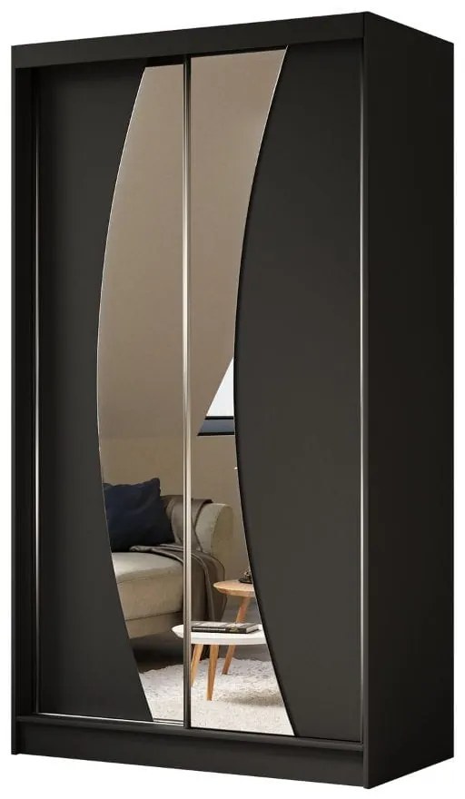 Szafa przesuwna - Foks 120 cm, czarny mat