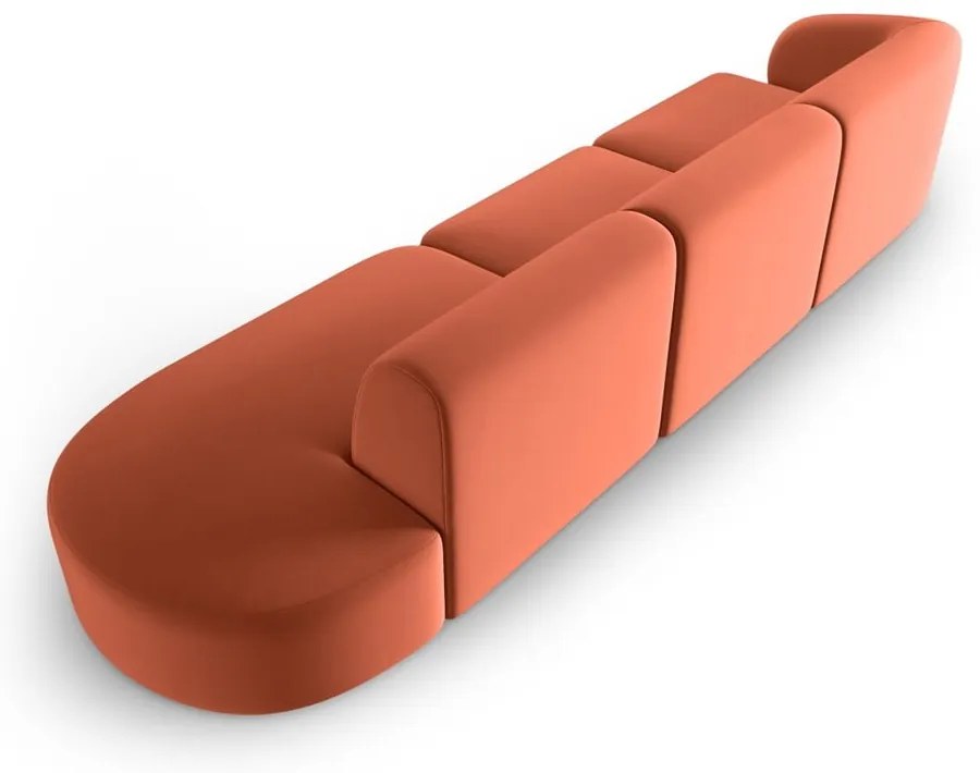 Różowa aksamitna sofa lewostronna 311 cm Paolo – Milo Casa