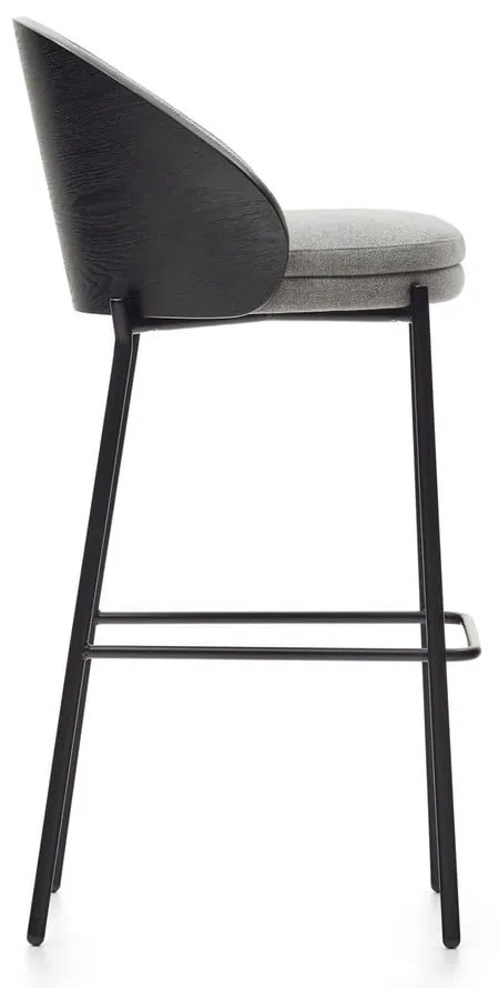 Czarno-szary hoker (wysokość siedziska 77 cm) Eamy – Kave Home