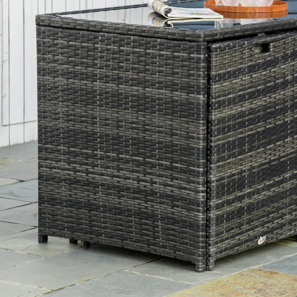 Outsunny Zestaw Mebli Ogrodowych Rattanowych 5 Części Stół Krzesła Sofa Stal Szary Komplet do Jadalni | Aosom PL