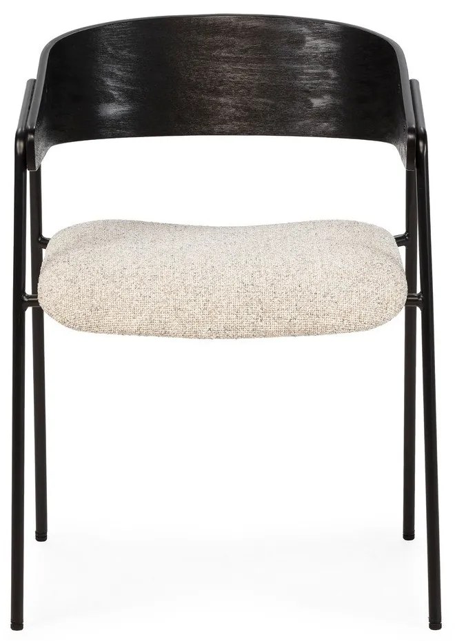Czarne/beżowe tapicerowane fotele jadalniane zestaw z podłokietnikami 2 szt. Cora – MOME