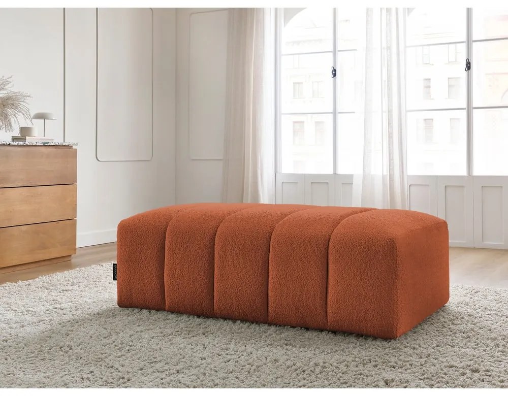 Podnóżek z materiału bouclé w kolorze terakoty Annecy – Bobochic Paris