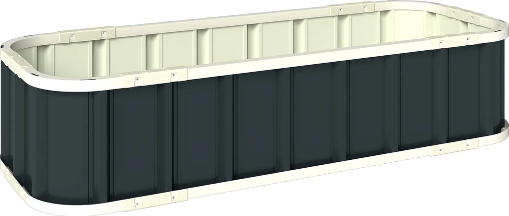 Outsunny Grządka podwyższona stalowa, skrzynia do sadzenia z zatrzaskami, zagięta krawędź, inspekt 136 x 52 x 31 cm Ciemnoszary | Aosom PL