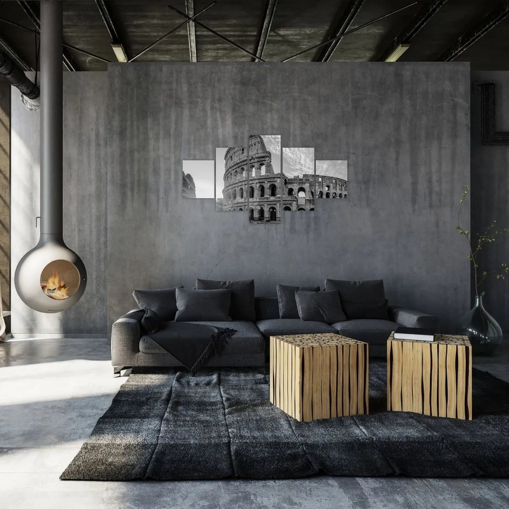 Obraz - Koloseum w Rzymie, czarno-biały (125x70 cm)