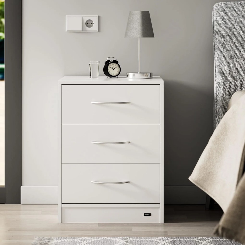 Szafka nocna ELOISE z podświetleniem, 54x39x28cm, biała Casaria