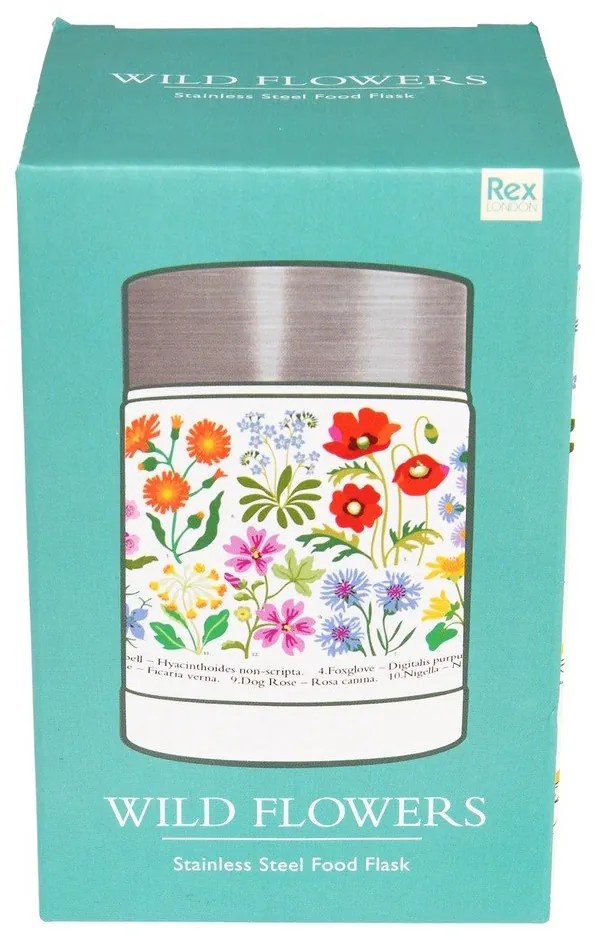 Termos na jedzenie dla dzieci w kremowo-srebrnym kolorze 450 ml Wild Flowers – Rex London