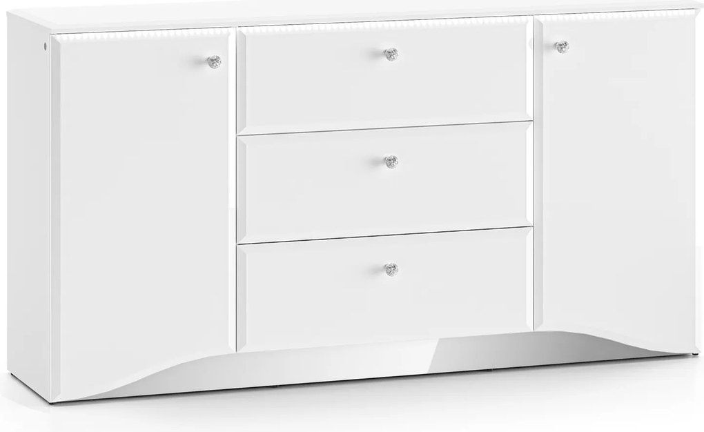 Komoda z oświetleniem LED Glamour 02, biały połysk
