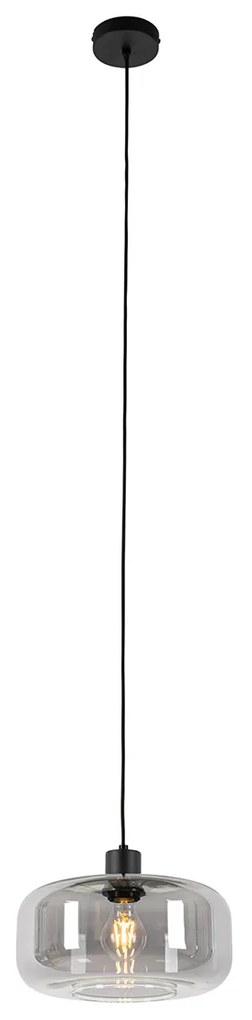 Lampa wisząca w stylu art deco czarna z dymionym szkłem - Bizle