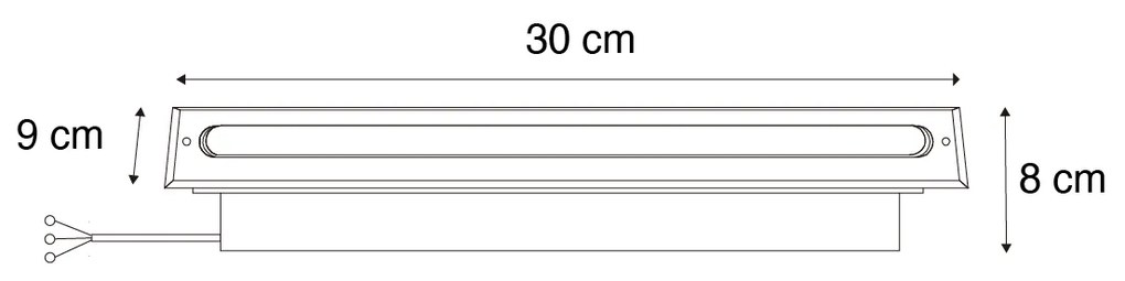 Zewnetrzna Nowoczesny klosz do zabudowy stalowy 30 cm z LED IP65 - Eline Nowoczesny Oswietlenie zewnetrzne