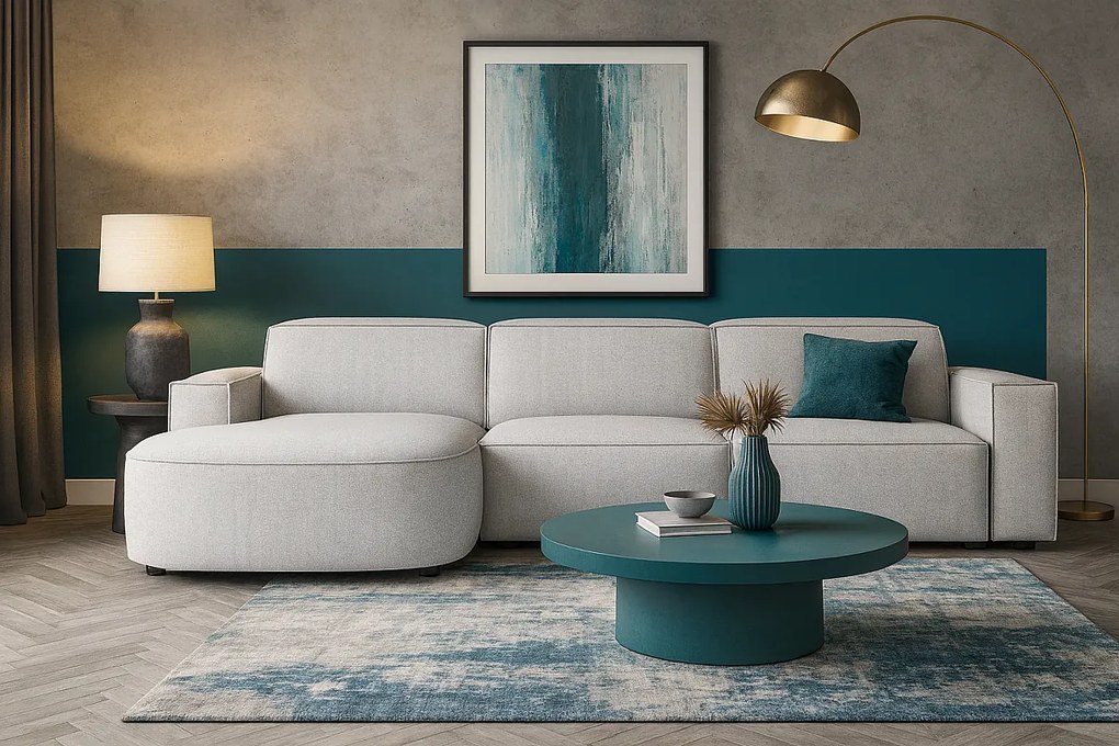 Narożnik modułowy Cursal B lewostronny – sofa narożna 282 × 166 cm, jasno szary Raven 6, nowoczesny design