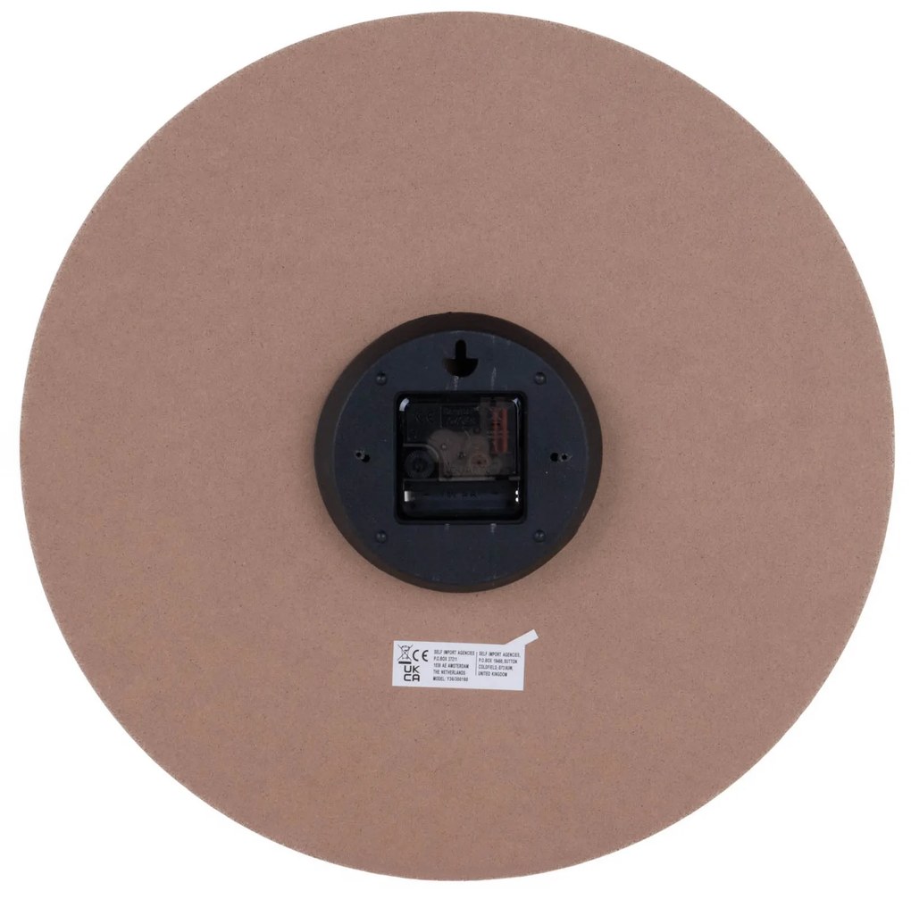Zegar ścienny z minimalistyczną tarczą imitującą drewno, MDF, Ø 40 cm