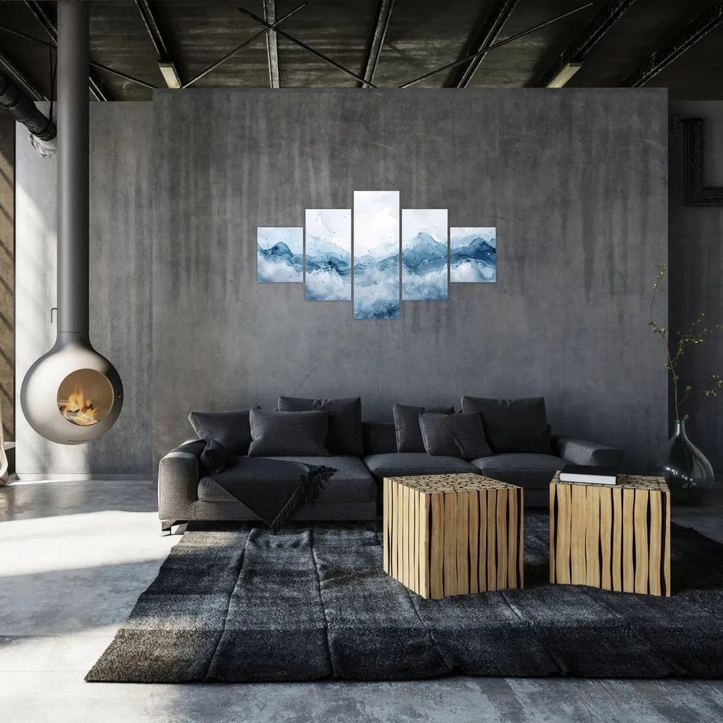 Obraz - Chmury i fale, akwarela (125x70 cm)