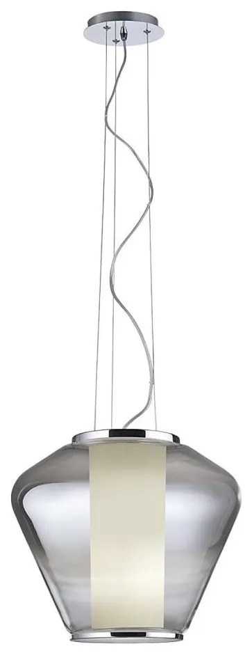 Redo 01-1139 - Lampa wisząca FUSION na przewodzie 1xE27/42W/230V, śr. 30 cm, błyszczący chrom/przydymione szkło