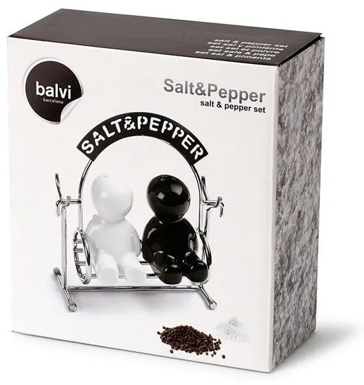 Solniczka i pieprzniczka ze stojakiem Salt & Pepper – Balvi