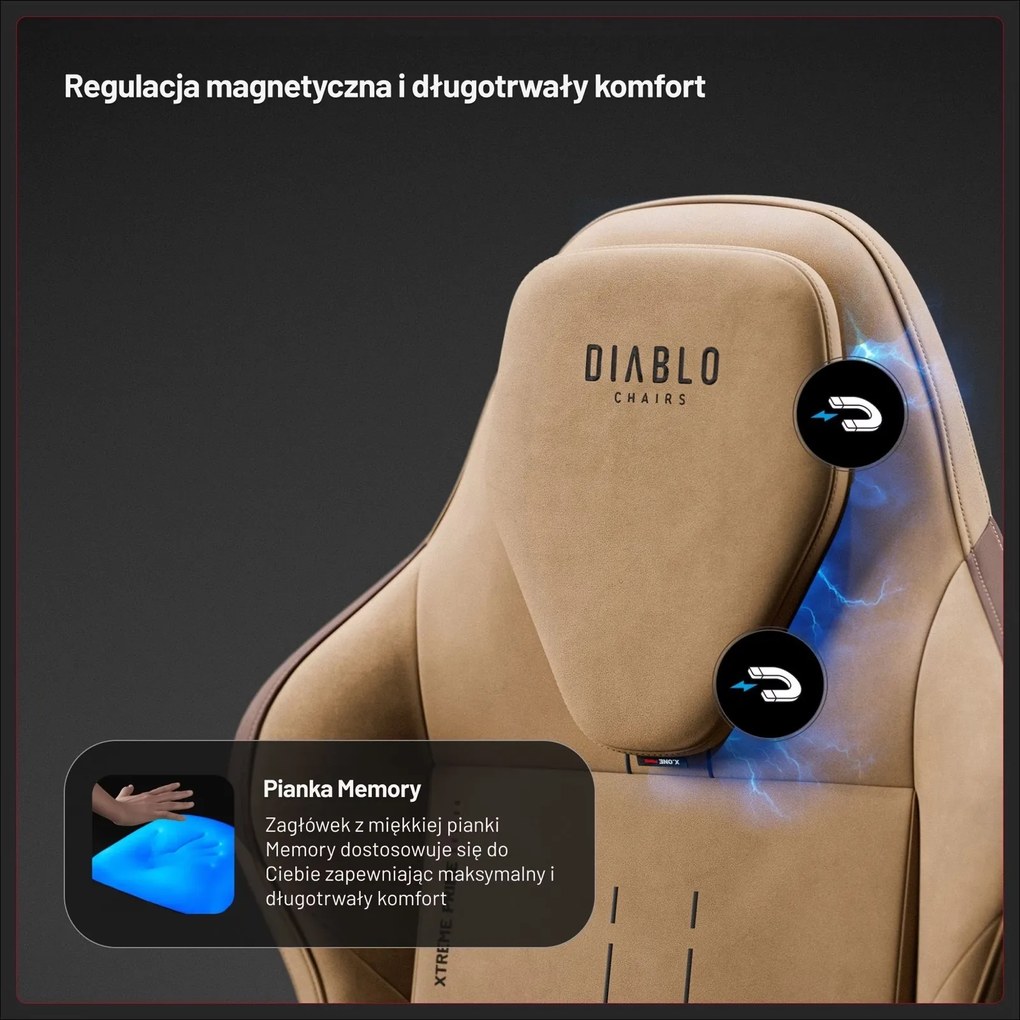 Fotel gamingowy materiałowy Diablo X-One Prime Normal Size, Camel Brown