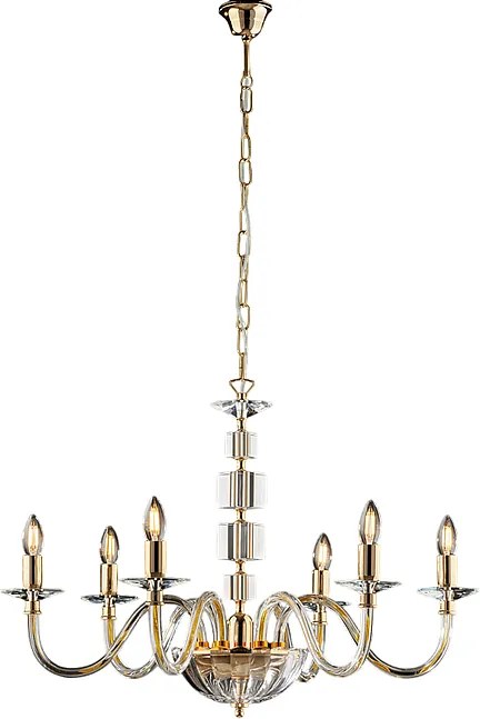 Żyrandol Franz Gold z przezroczystym szkłem i kryształkami 6 lamp 116 Ø77 BL275-6-OR