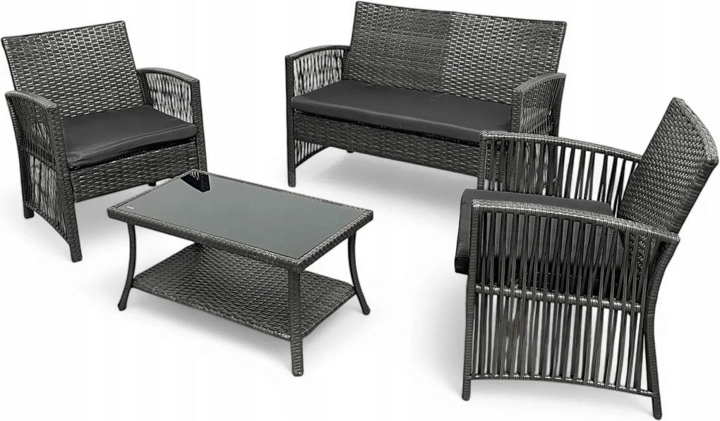 Zestaw mebli ogrodowych Solina, kolor szary, poduszki szare