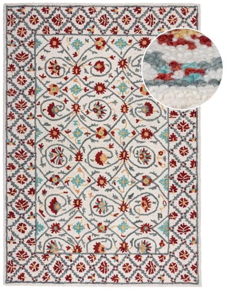 Czerwono-niebieski wełniany dywan tkany ręcznie 160x230 cm Iris Traditional – Flair Rugs