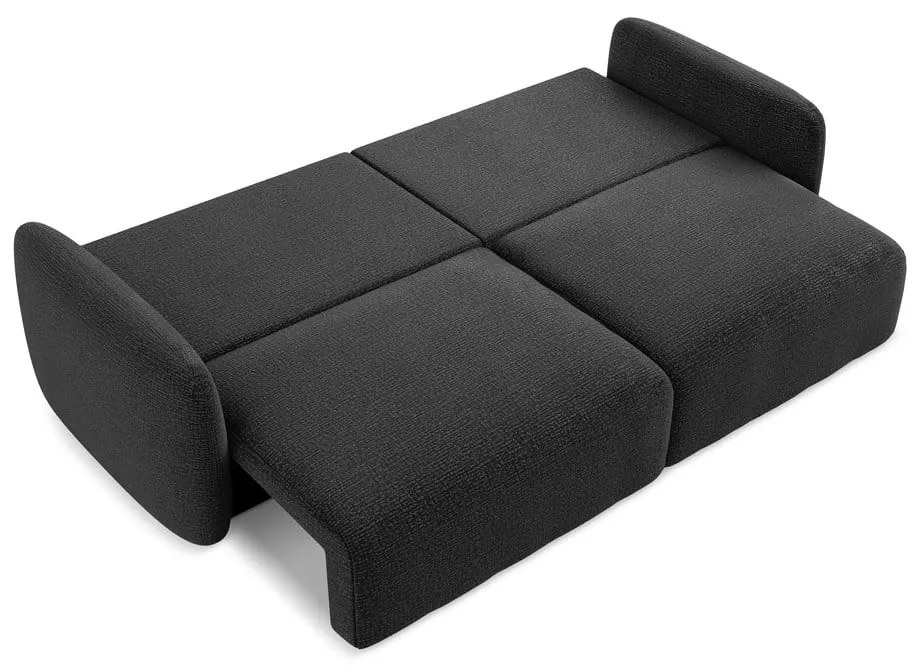 Czarna rozkładana/ze schowkiem sofa 238 cm Kalena – Makamii