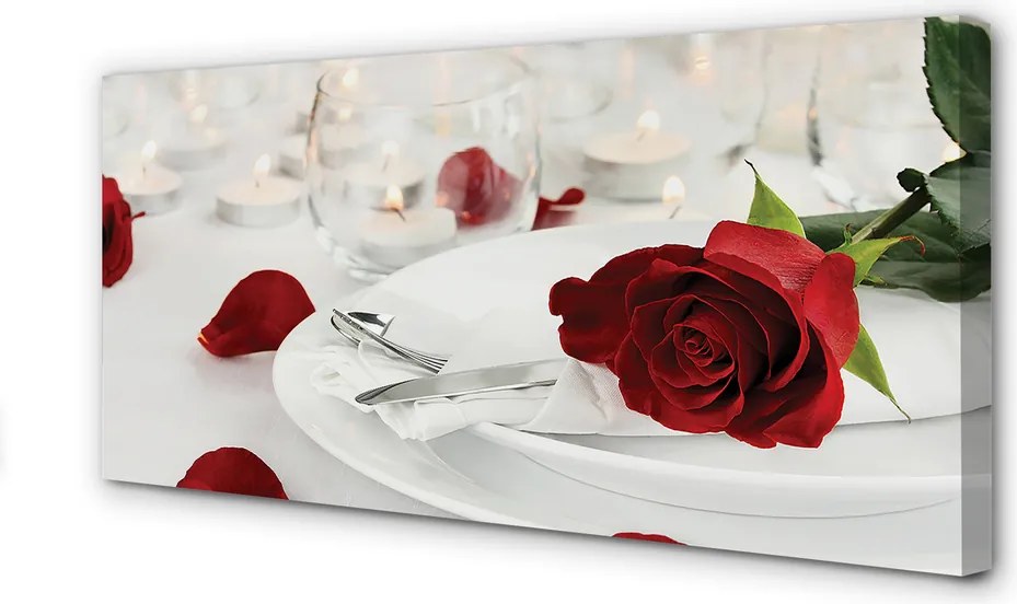 Duży obraz na płótnie Romantyczna Kolacja z Różami