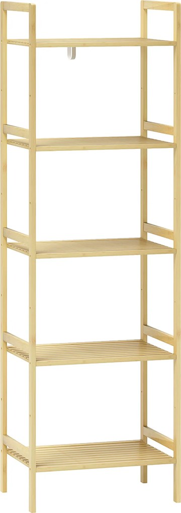 Półka łazienkowa HOMCOM z bambusa, z 5 regulowanymi półkami, 43,5 x 31,5 x 142 cm, drewno naturalne