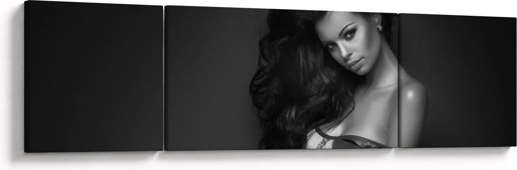 Obraz - Czarno - biały portret uwodzicielskiej kobiety (170x50 cm)