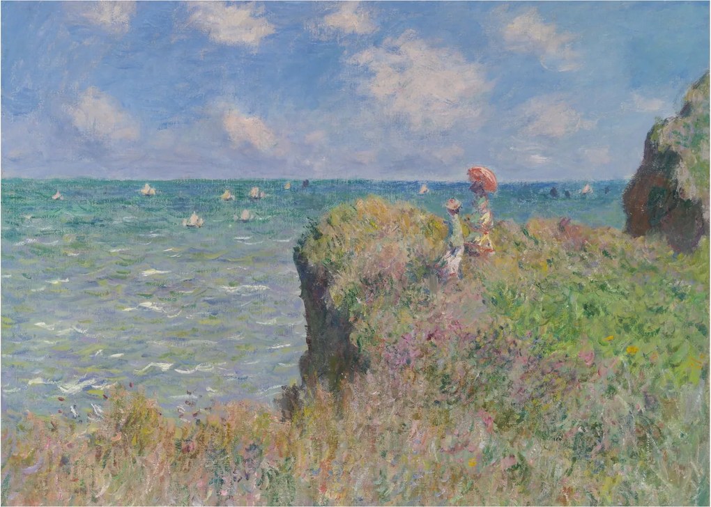Obraz na szkle - Claude Monet, Cliff Walk at Pourville, reprodukcje (70x50 cm)