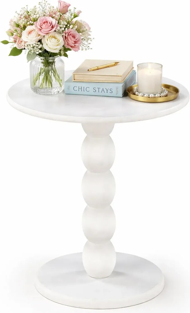 Okrągły Stolik Biały Kawowy T2-N45