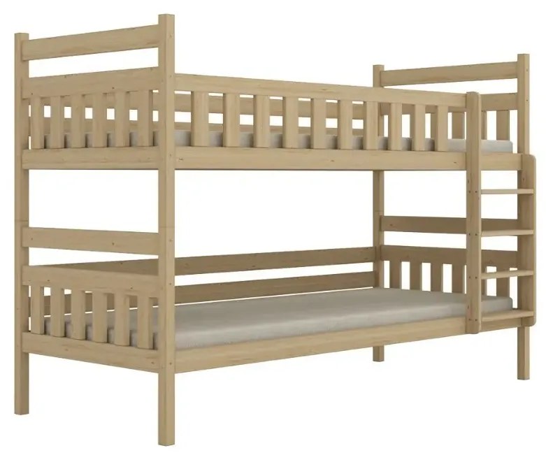 Łóżko piętrowe BARTEK 200x90 sosna lakierowana drewniane trzyosobowe KOCOT KIDS