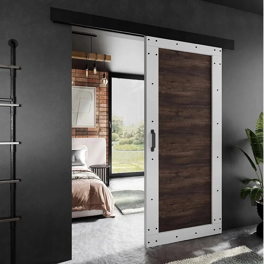 Drzwi przesuwne PALADIO 2 z maskownicą biały i jesion ciemny 70