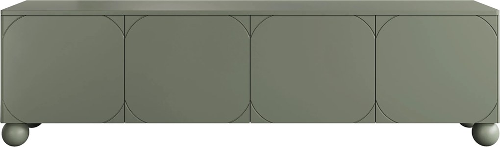 Szafka RTV Sonatia II 200 cm czterodrzwiowa na nogach kulach - oliwka