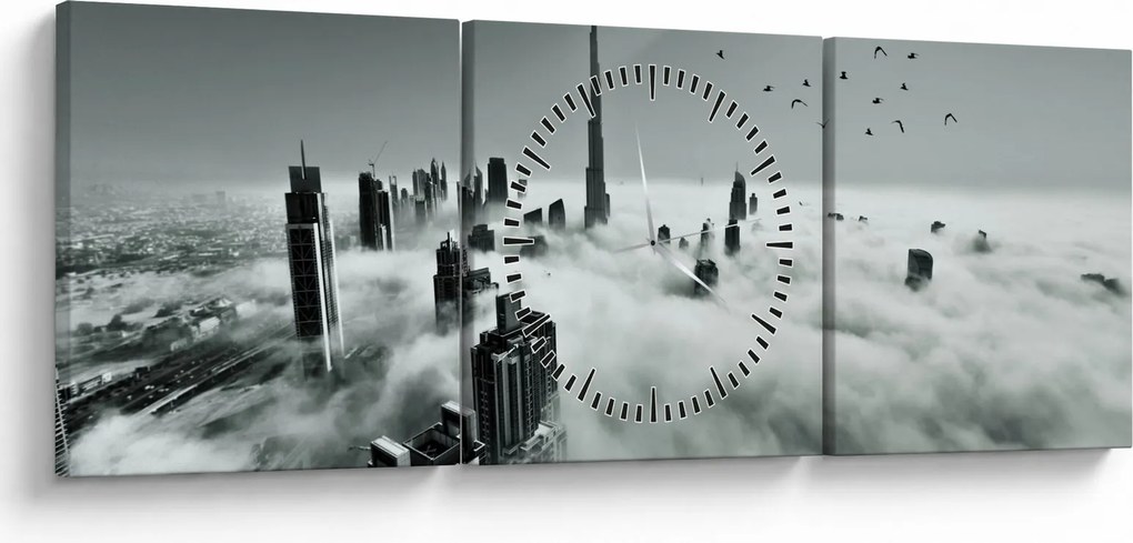 Obraz - Wieżowce w Dubaju (z zegarem) (90x30 cm)