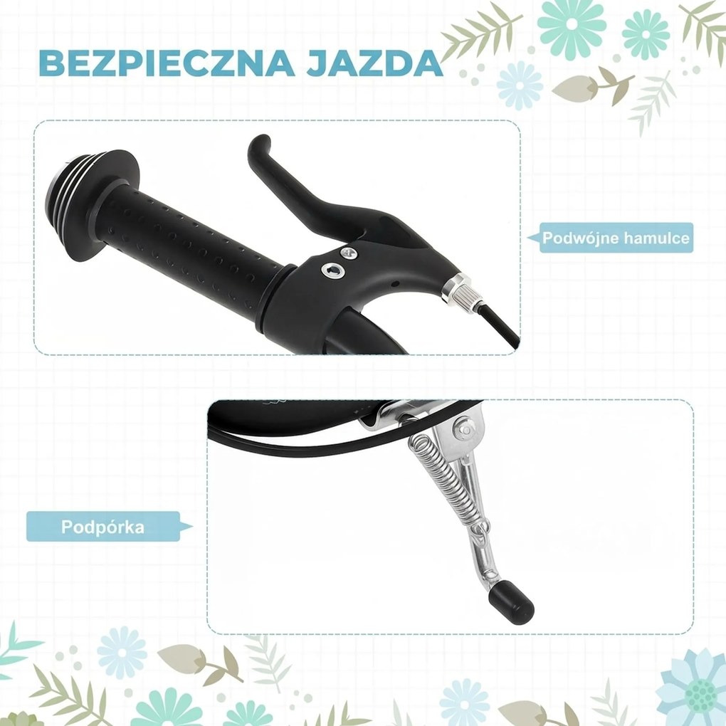 Hulajnoga Miejska Dla Dzieci Czarna Regulowana Wysokość 120x52x80-88cm | Aosom PL
