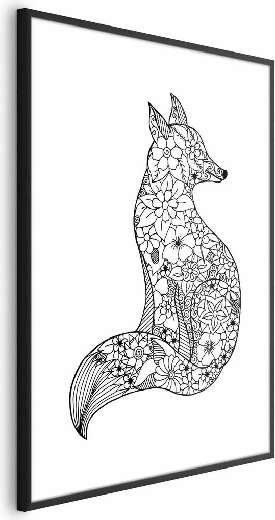 Plakat Lis w kwiaty 29,7x42 cm z ramą czarną z marginesem ARTGEIST B