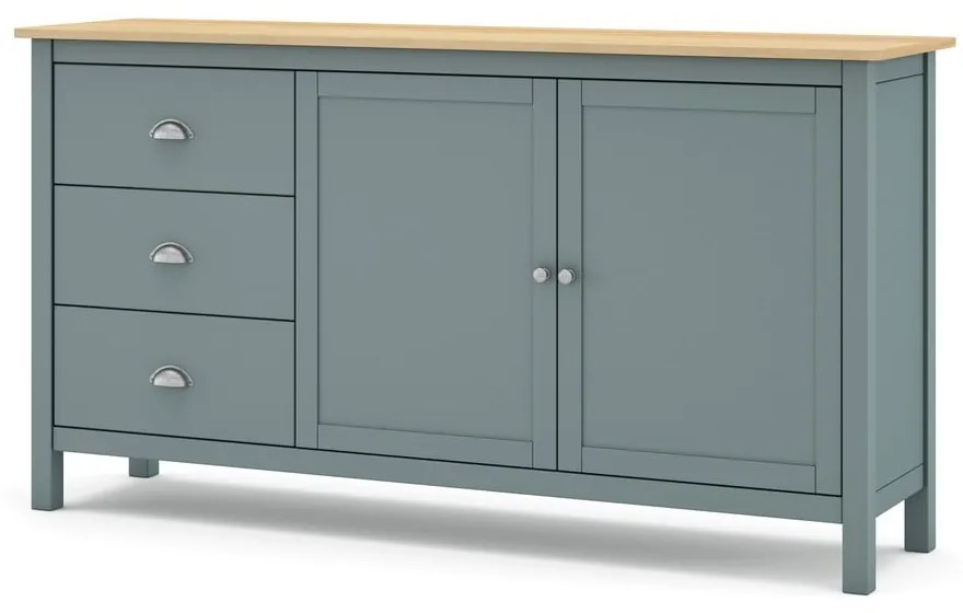 Szarozielona komoda z litego drewna sosnowego 150x80x40 cm Misti – Marckeric