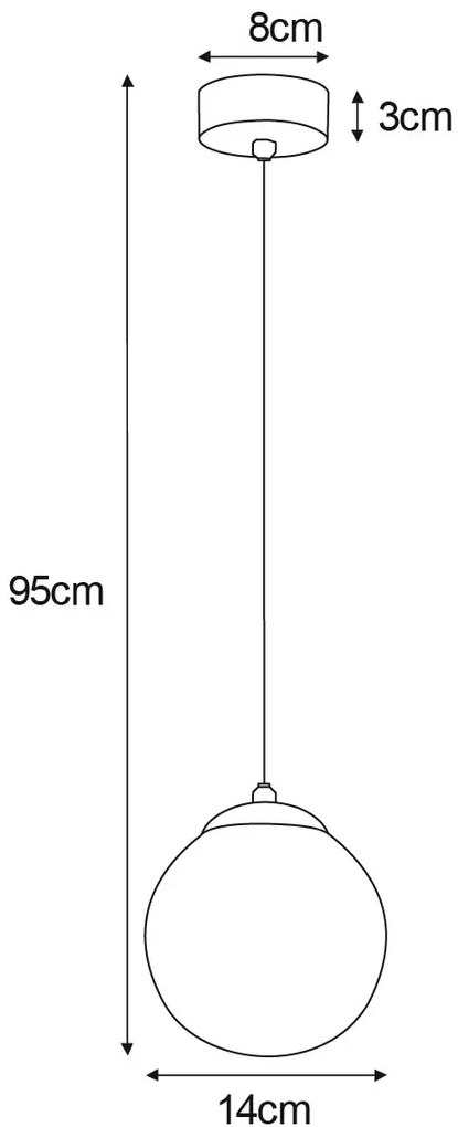 Złoto-biała lampa wisząca ze szklanym okrągłym kloszem - A675 G1-Z38