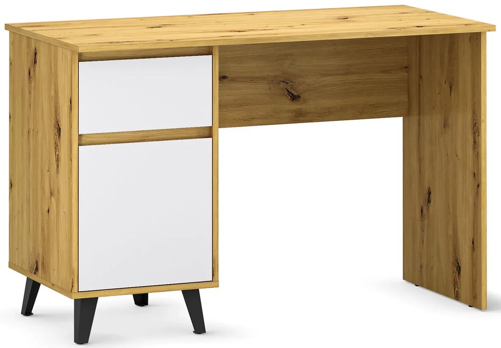Skandynawskie biurko z szafką dąb artisan + biały A7-S00