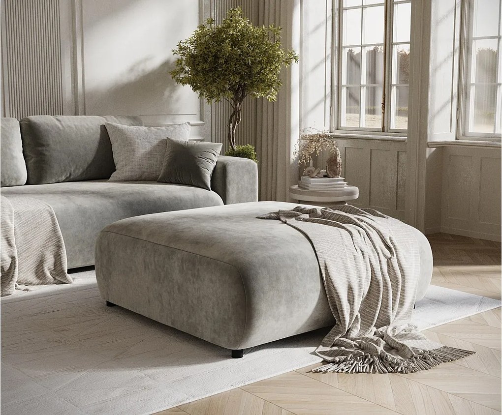 Puf w tkaninie welwetowej Zanzibar - 110x110 cm - szary