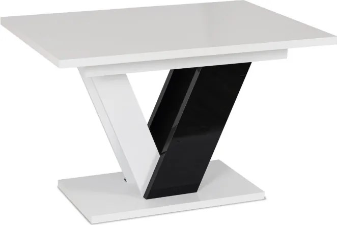 Stół Prostokątny Rozkładany CLARK 120-160 cm Czarny/Biały Połysk Glamour
