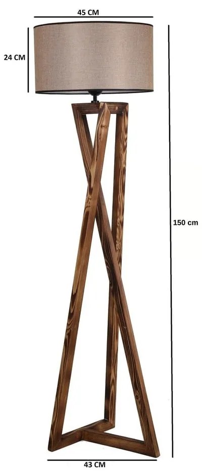 Brązowa lampa stojąca z tekstylnym kloszem (wysokość 149 cm) Maçka – Opviq lights