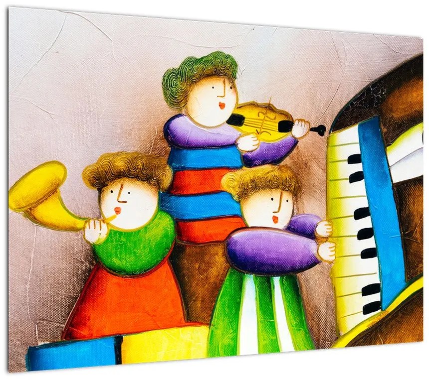 Obraz na szkle - Muzycy, malarstwo (70x50 cm)