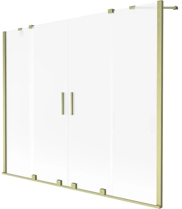 Mexen Velar Duo parawan nawannowy 2-skrzydłowy rozsuwany 180 x 150 cm, szron, złoty szczotkowany - 896-180-000-32-55