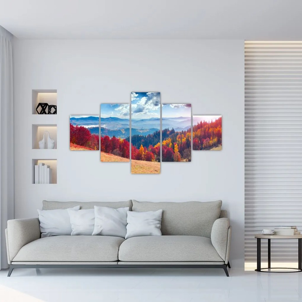 Obraz kolorowego jesiennego krajobrazu (125x70 cm)