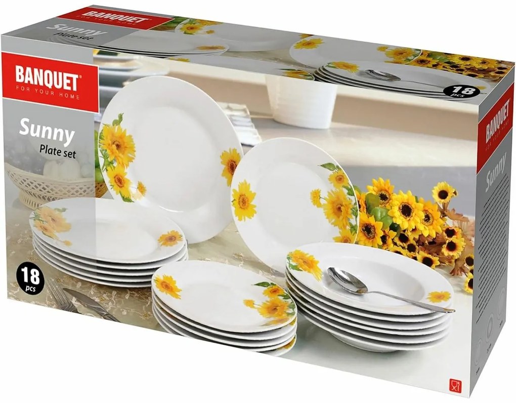 Banquet Sunny 18-częściowy zestaw talerzy
