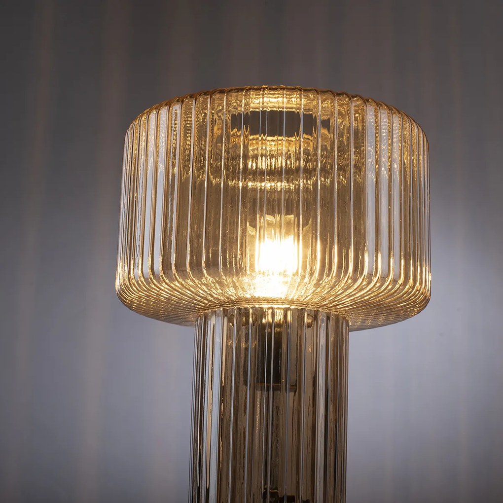 Designerska lampa stołowa z bursztynowego szkła - AndroDesignerski Oswietlenie wewnetrzne