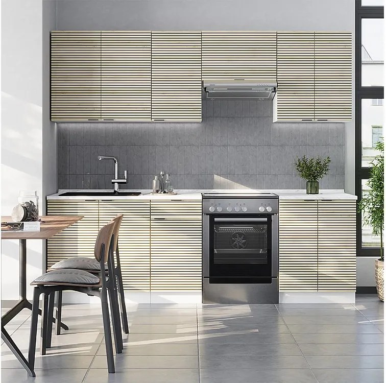 Aneks kuchenny panel dębowy/biały 240x60x81.6 fame-line